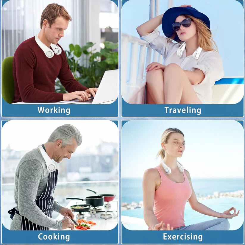 Stay Cool Anywhere™ Portable Neck Fan (Hands-Free Cooling in Seconds)